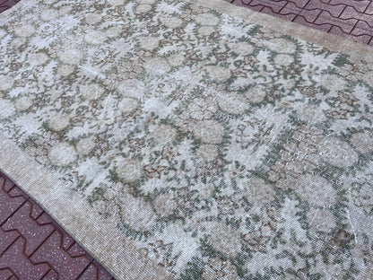 Vintage Oushak Rug 4x6: Handwoven Wool & Cotton Bohemian Rug