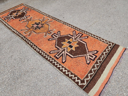 Wool Hand Made Rug 2.7x9.8 ft, Oriental Medium Pile Runner, Hallway Home Decor