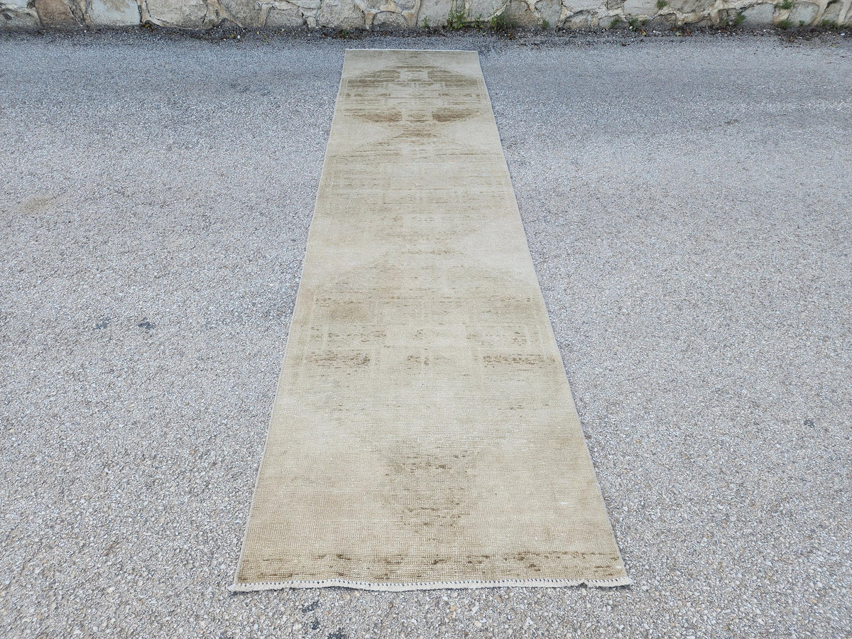 Neutral Runner Rug 3x12, Eco Friendly, Bohemian Home Decor, Up Cycled Wool