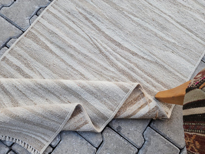 2x11 Neutral Runner Rug, Handwoven Turkish Kilim, Rustic Boho Decor