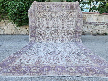 Oushak Neutral Rug 5x9, Turkish Beige Hand Made Carpet, Rustic Dining Room Decor