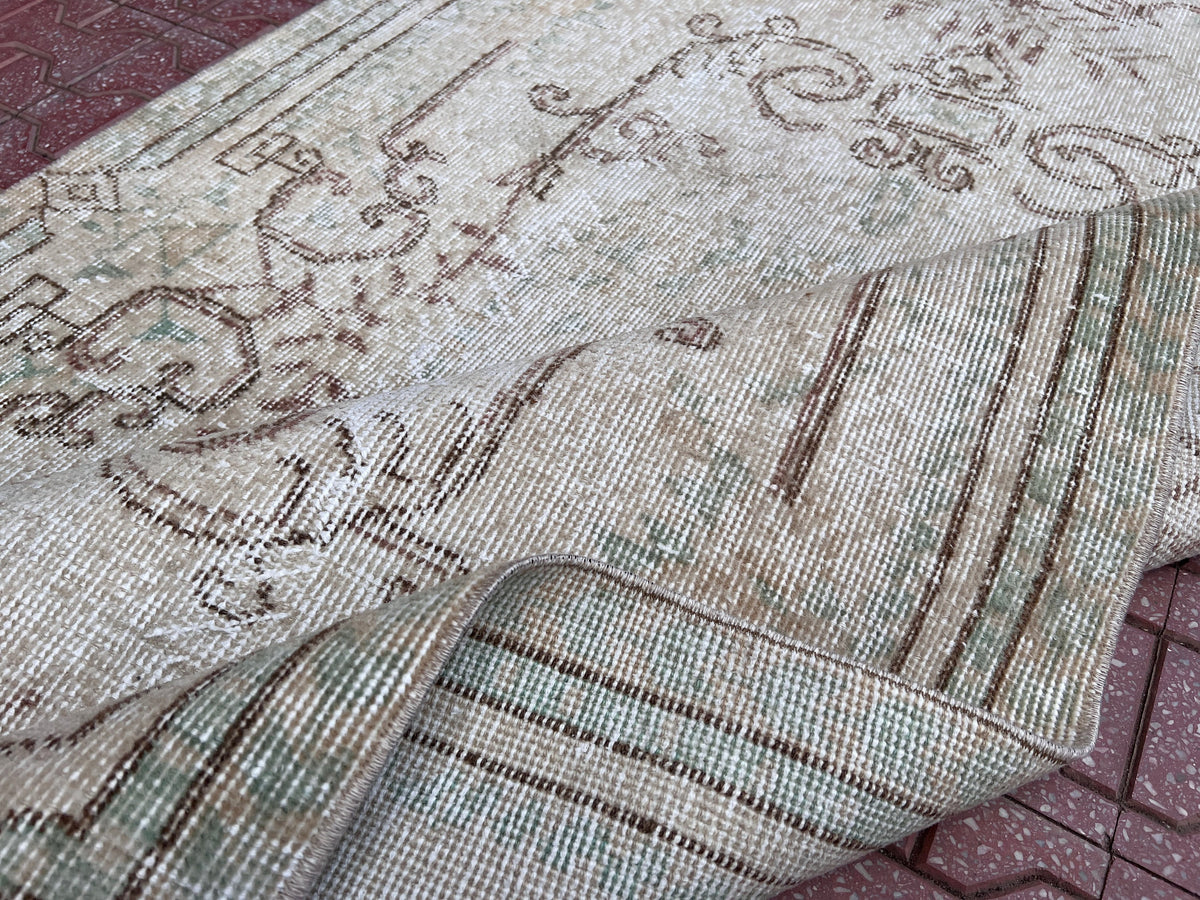 Handwoven Turkish Oushak Rug 4x7: Wool & Cotton Anatolian Carpet
