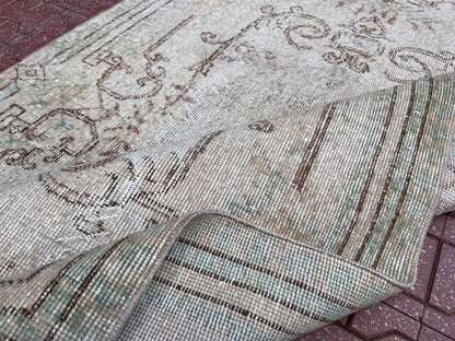 Handwoven Turkish Oushak Rug 4x7: Wool & Cotton Anatolian Carpet
