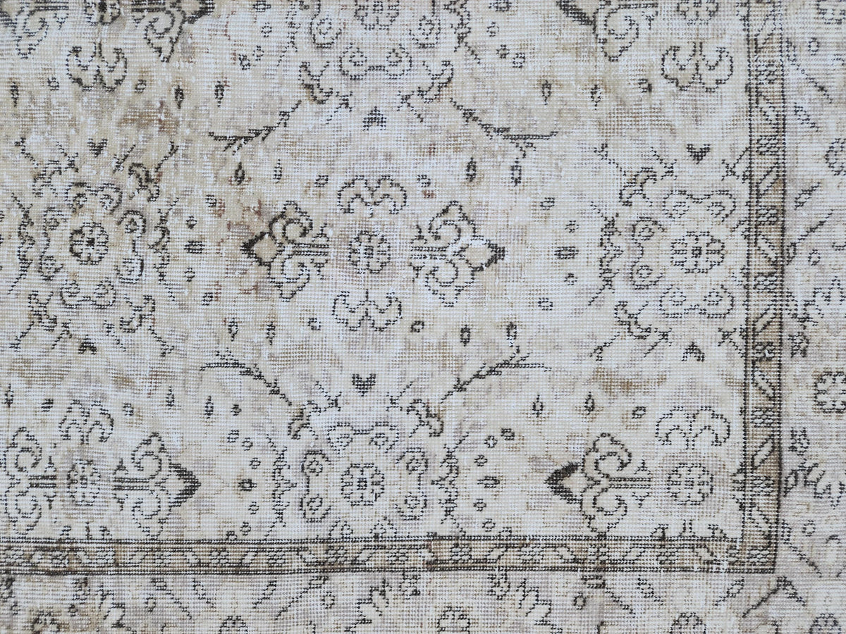 Vintage Rug 5x9, Turkish Hand Knotted, Muted Neutral Area Rug, Handmade Anatolian