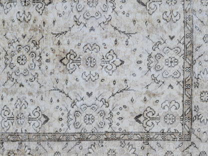 Vintage Rug 5x9, Turkish Hand Knotted, Muted Neutral Area Rug, Handmade Anatolian