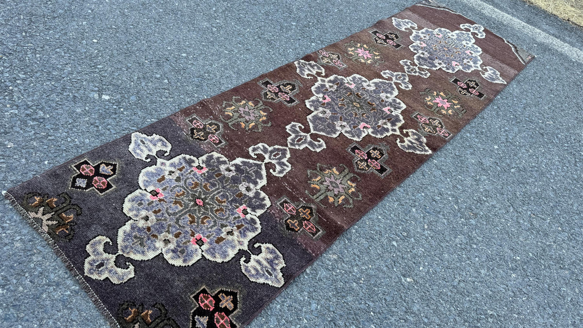 2x8 Kars Runner Rug, Hand Made Wool Rustic Decor, Brown and Beige