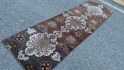2x8 Kars Runner Rug, Hand Made Wool Rustic Decor, Brown and Beige