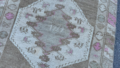 4x8 Kars Wool Runner Rug, Hand Knotted Rustic Decor, Beige and Brown