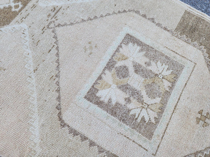 3x12 Neutral Runner Rug, Home Decor, Turkish Hand Made Up Cycled Wool
