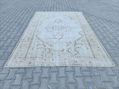 6x9 Wool Neutral Rug, Beige and White Wool Hand Made, Dining Room Decor