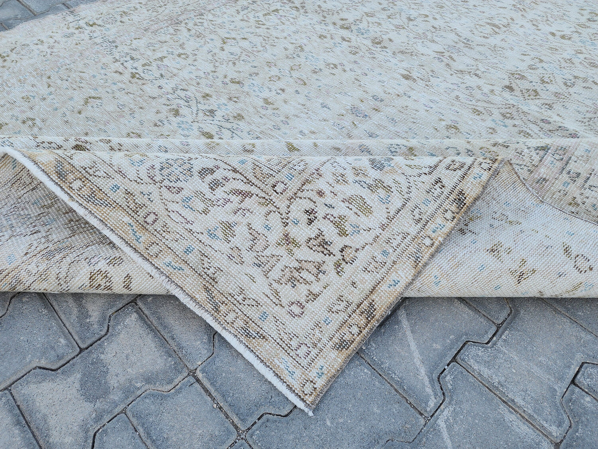 6x11 Neutral Turkish Area Rug, Oushak Hand Made Carpet, Beige Color, Home Farmhouse Decor