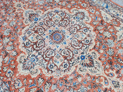 Hand Made Rug 6.6 x 9.8 ft, Turkish Hand Knotted Oushak Design Carpet, Home Decor