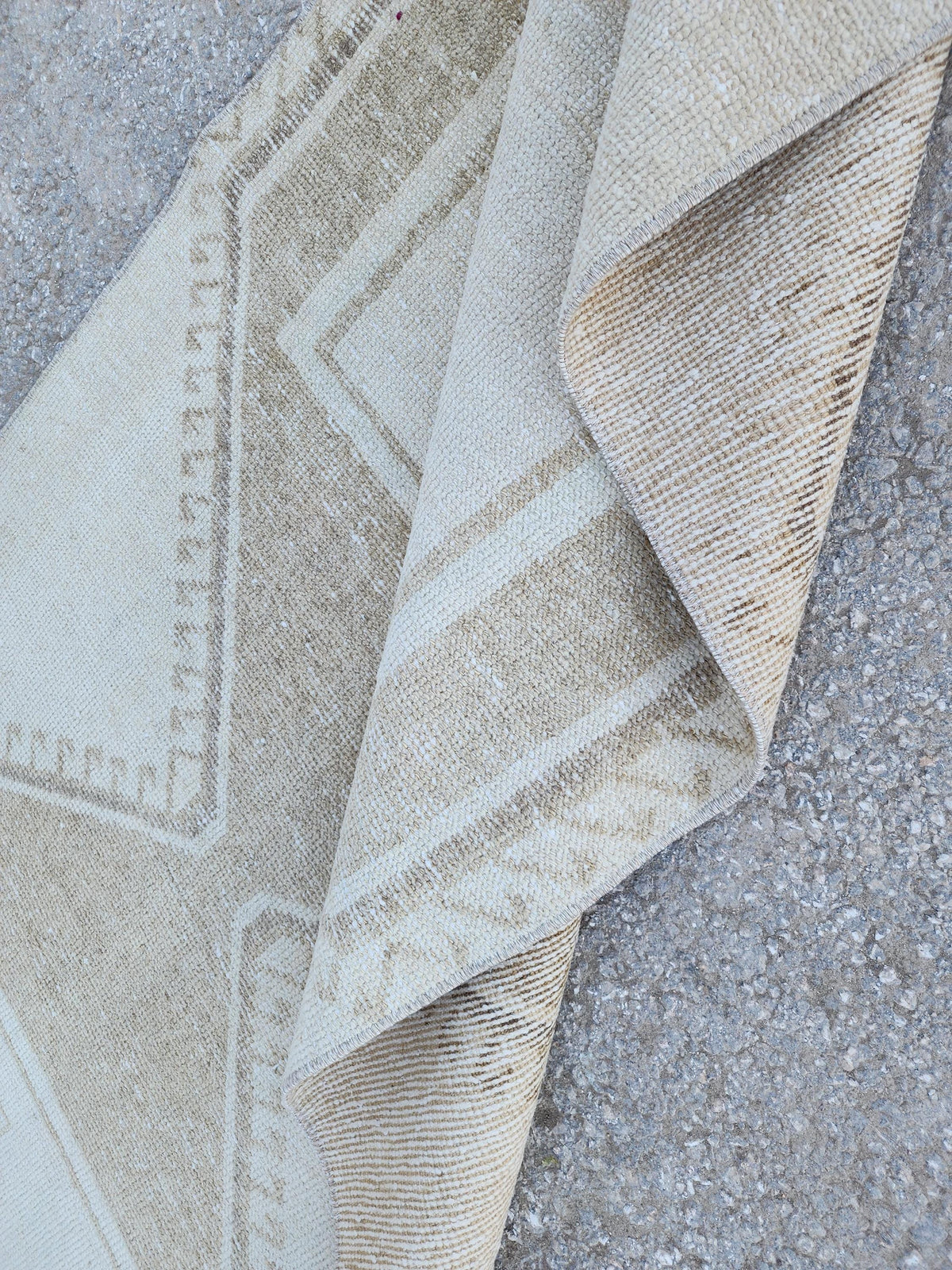 3x12 Turkish Wool Runner Rug: Hand Knotted, Beige and Brown