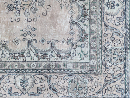 9x12 Vintage Brown Area Rug: Hand Knotted, Persian Medallion Design