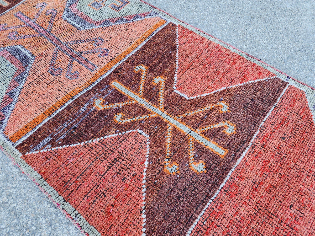 3x9 Natural Runner Rug, Kitchen Home Decor, Hand Knotted Up Cycled Wool