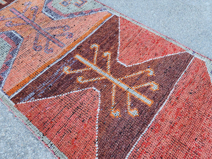3x9 Natural Runner Rug, Kitchen Home Decor, Hand Knotted Up Cycled Wool