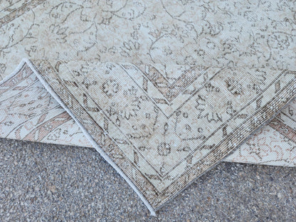 Neutral Rug 5x9, Hand Knotted, Oriental Living Room Decor, Beige and Brown