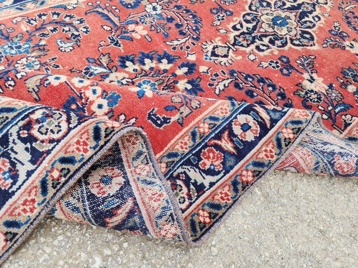 3x9 Vintage Red Runner Rug: Oriental Hand Woven, Persian Floral Design