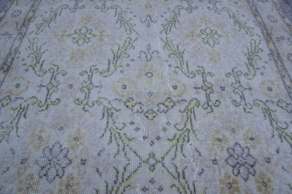 Handwoven Turkish Oushak Rug 3x6: Neutral Wool & Cotton Blend