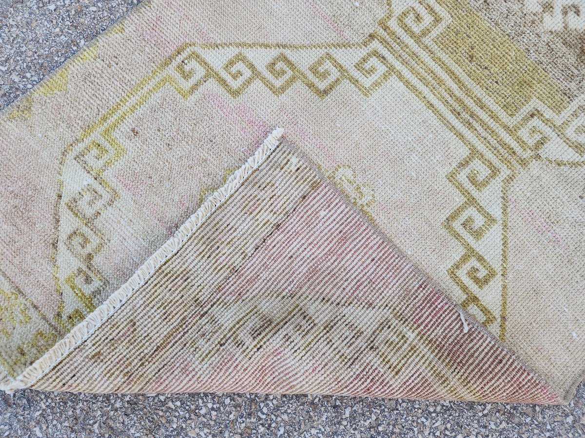 2x12 Neutral Rug, Hand Knotted Wool Turkish Runner, Farmhouse Stair Decor