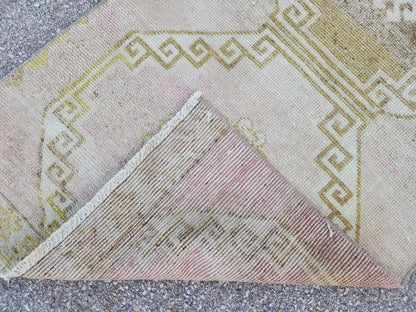 2x12 Neutral Rug, Hand Knotted Wool Turkish Runner, Farmhouse Stair Decor