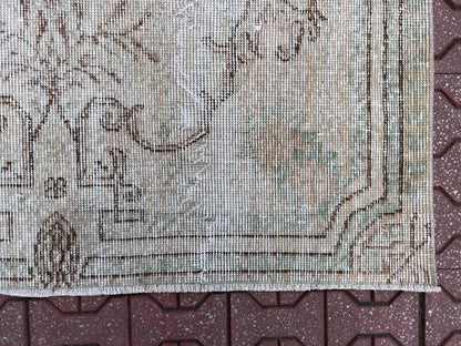 Handwoven Turkish Oushak Rug 4x7: Wool & Cotton Anatolian Carpet