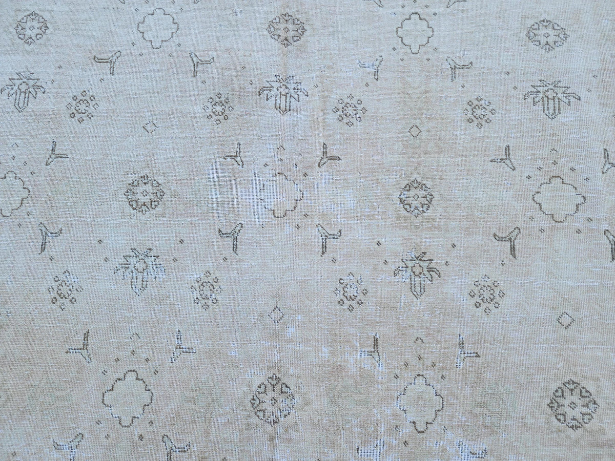 9x12 Neutral Area Rug, Turkish Hand Knotted Beige and Brown Wool, Farmhouse Decor