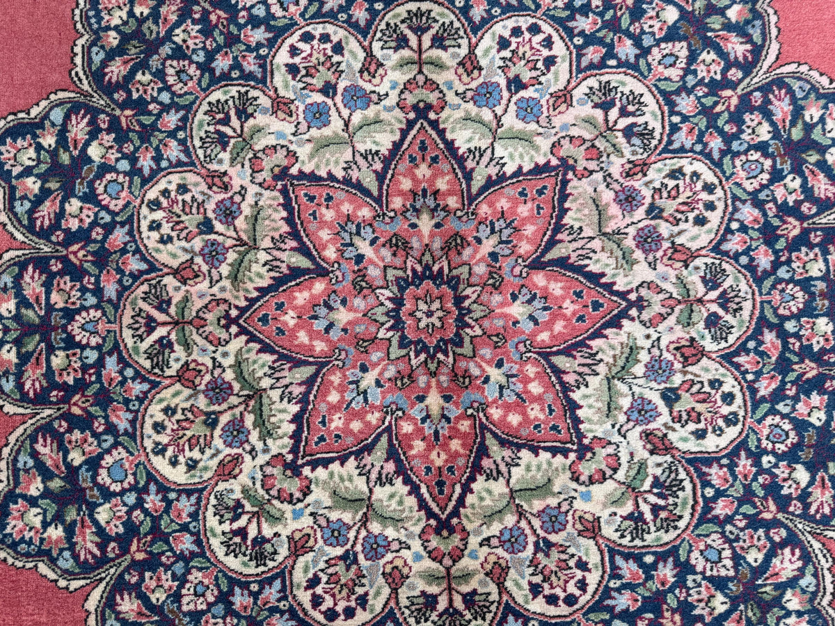 Vintage Area Rug 8x12: Medium Pile Red Wool, Hand Woven