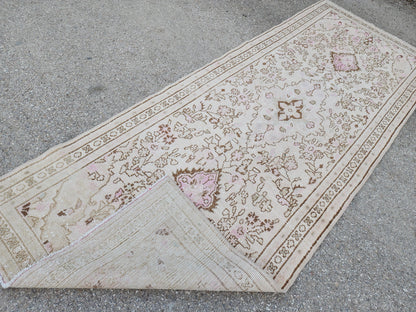 3x9 Neutral Runner Rug, Beige Hand Knotted, Boho Home Decor