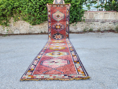 2x11 Herki Runner Rug, Turkish Hand Made Wool, Eco Friendly, Hallway Rustic Decor