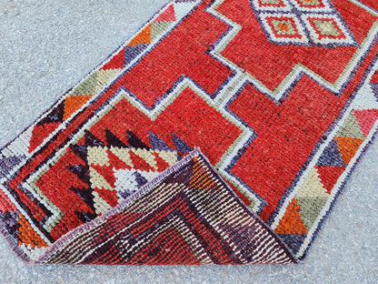 2x10 Herki Runner Rug, Hand Made Up Cycled Wool, Hallway Decor, Home Decor