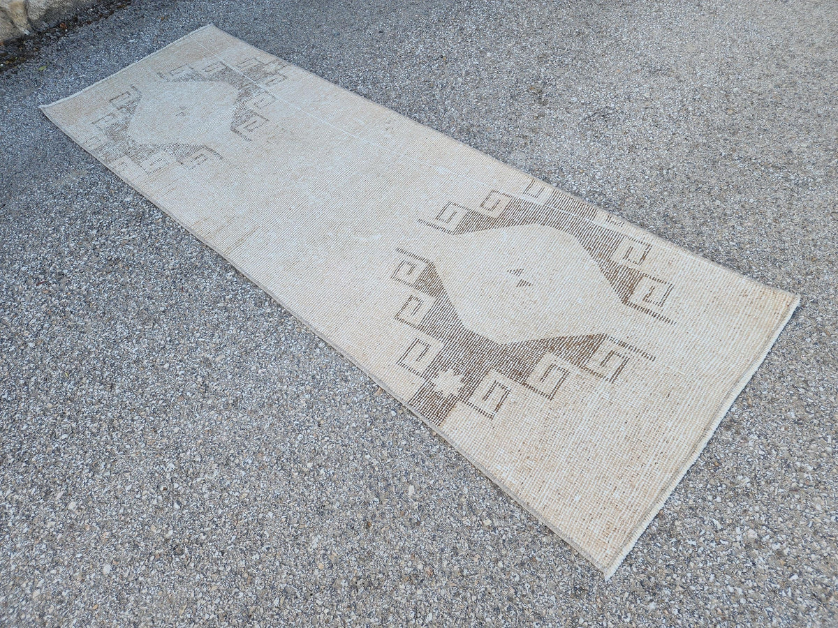 Geometric Hallway Rug 2x7: Handmade Anatolian Wool Runner