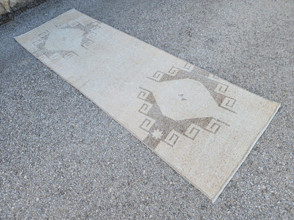 Geometric Hallway Rug 2x7: Handmade Anatolian Wool Runner