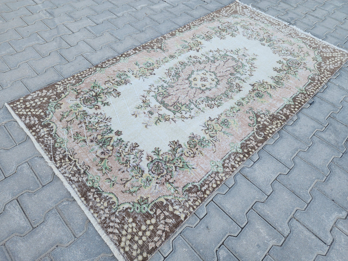 Handwoven Turkish Oushak Rug: 4x7 Wool & Cotton Medallion Rug, Home Rustic Decor