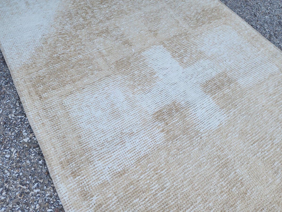 2x13 Neutral Turkish Runner Rug: Boho Hallway Decor