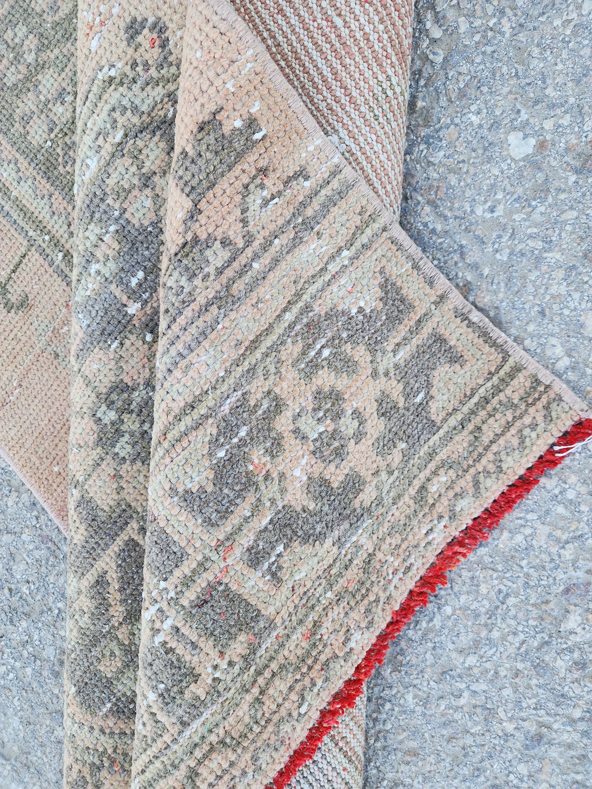 3x10 Turkish Runner Rug, Soft Red Geometric Design, Kitchen Boho Decor