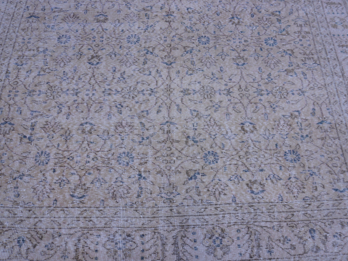 6x10 Vintage Turkish Oushak Rug: Handwoven Wool & Cotton