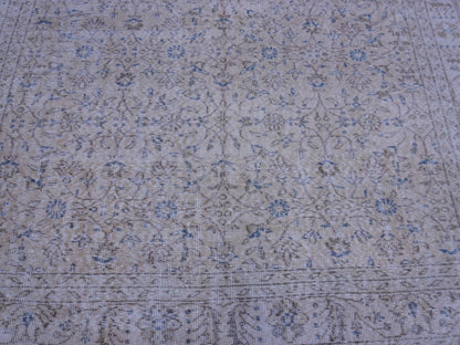 6x10 Vintage Turkish Oushak Rug: Handwoven Wool & Cotton