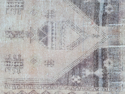 3x10 Neutral Runner Rug, Hand Made Rustic Decor, Bohemian Geometric Design