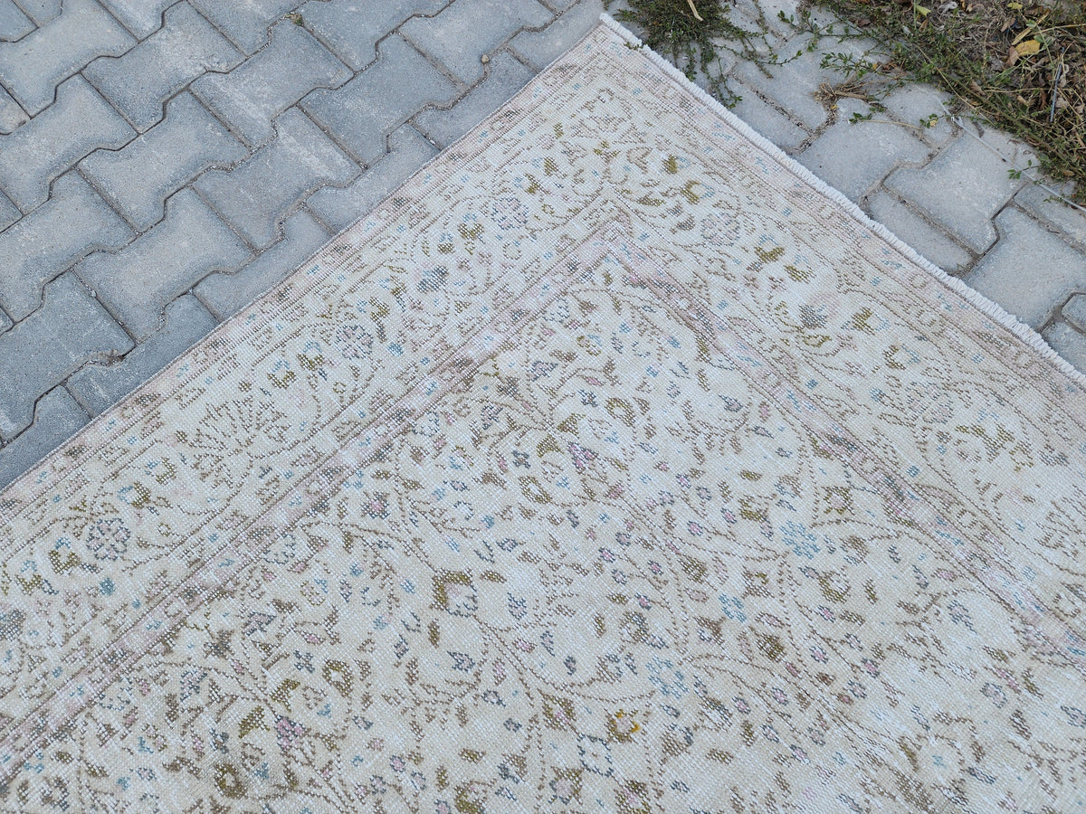 6x11 Neutral Turkish Area Rug, Oushak Hand Made Carpet, Beige Color, Home Farmhouse Decor