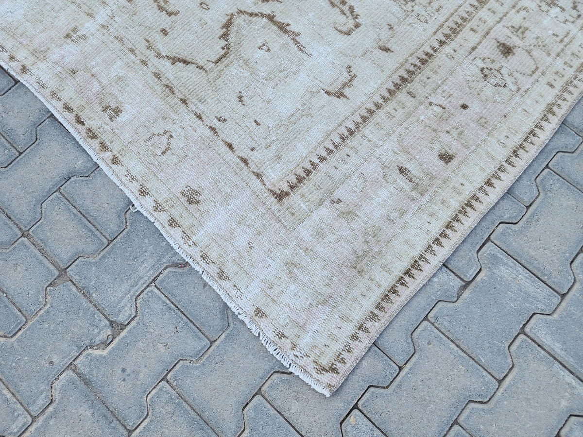 6x9 Wool Neutral Rug, Beige and White Wool Hand Made, Dining Room Decor