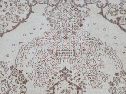 Oushak Neutral Rug 6x9: Hand Knotted Rustic Rug, Farmhouse Boho Decor