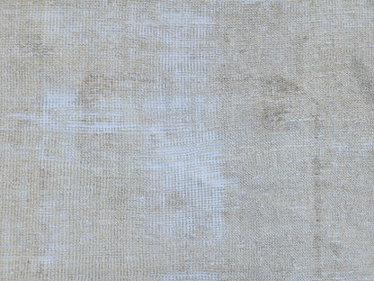 Muted Turkish Runner Rug 3x11, Farmhouse Decor, Neutral Hand Knotted Beige and White