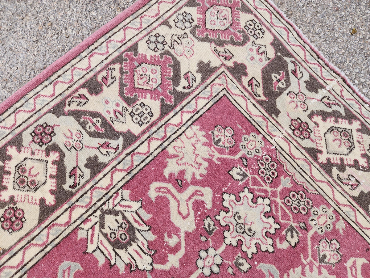 6x8 Turkish Hand Made Rug, Bohemian Rustic Decor, Oushak Red Wool Carpet