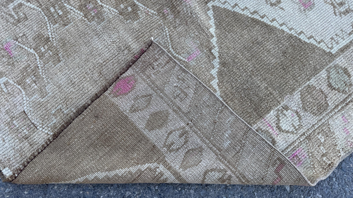4x8 Kars Wool Runner Rug, Hand Knotted Rustic Decor, Beige and Brown