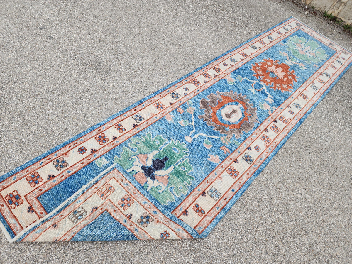3x12 Oushak Runner Rug, Eco friendly Carpet, Home Hallway Decor, Up cycled Wool