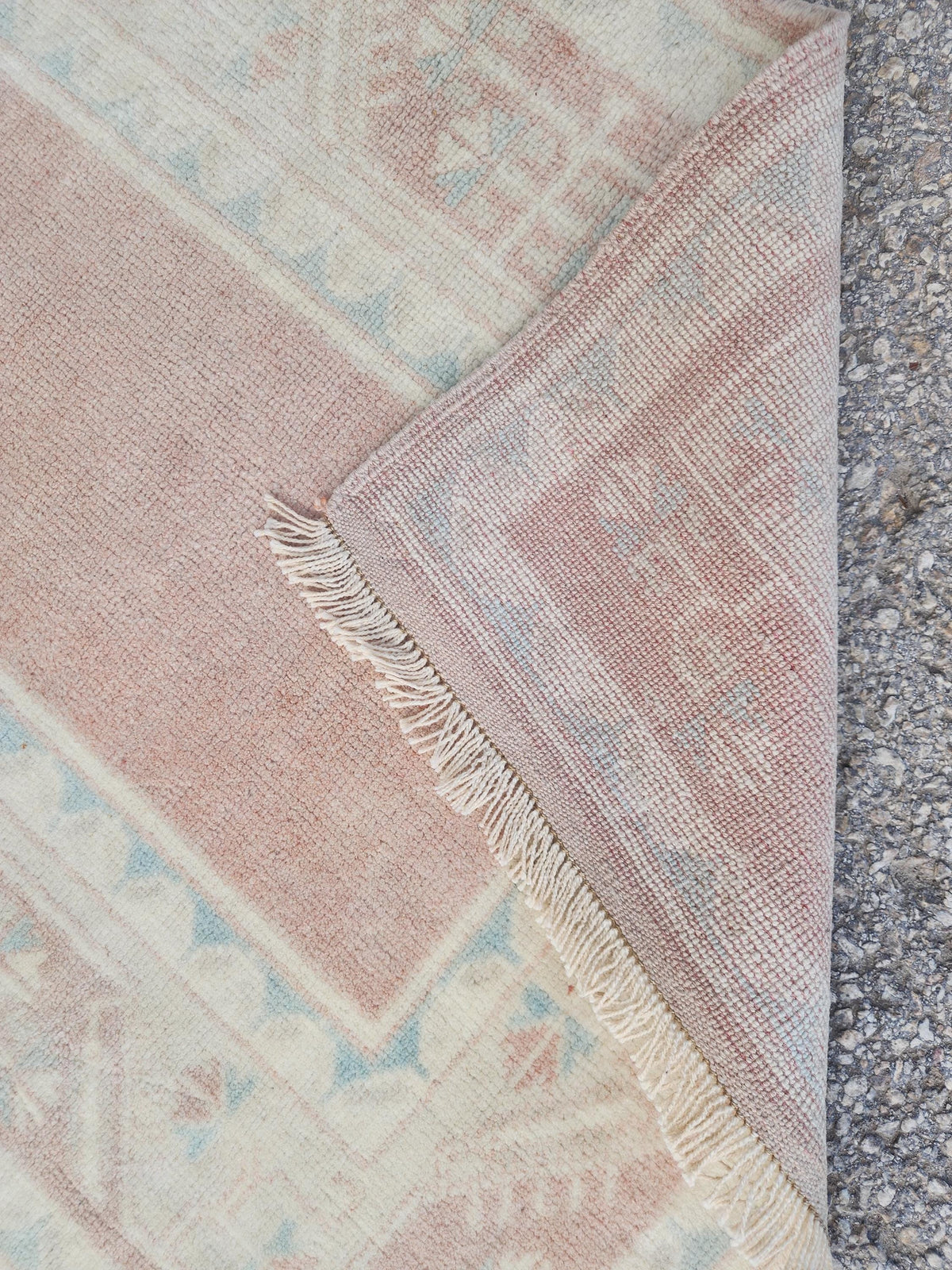 2x4 Mini Runner Rug, Oriental Hand Made Carpet For Boho Decor, Beige and Faded Red