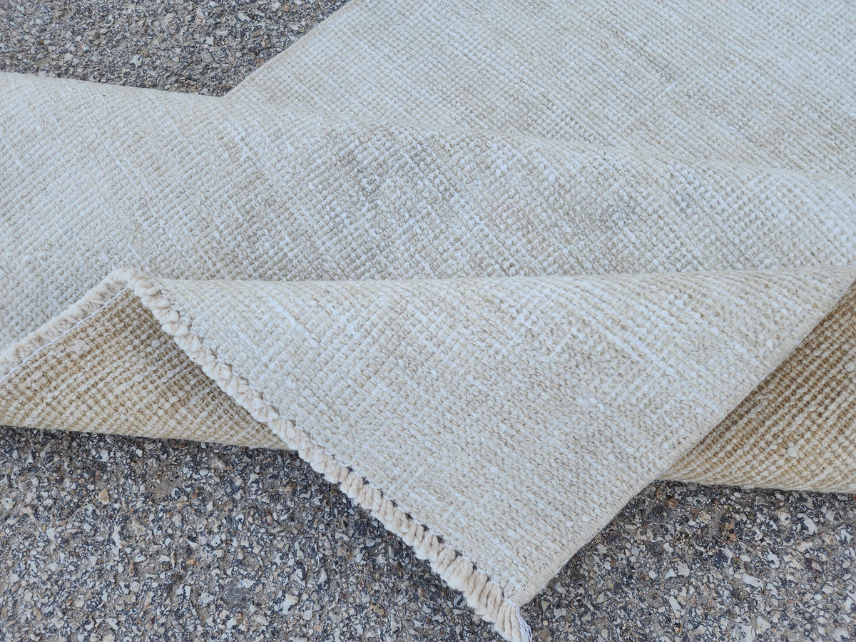 Ivory Wool Runner Rug 3x11: Hand Knotted Turkish Up Cycled Wool, Hallway Decor