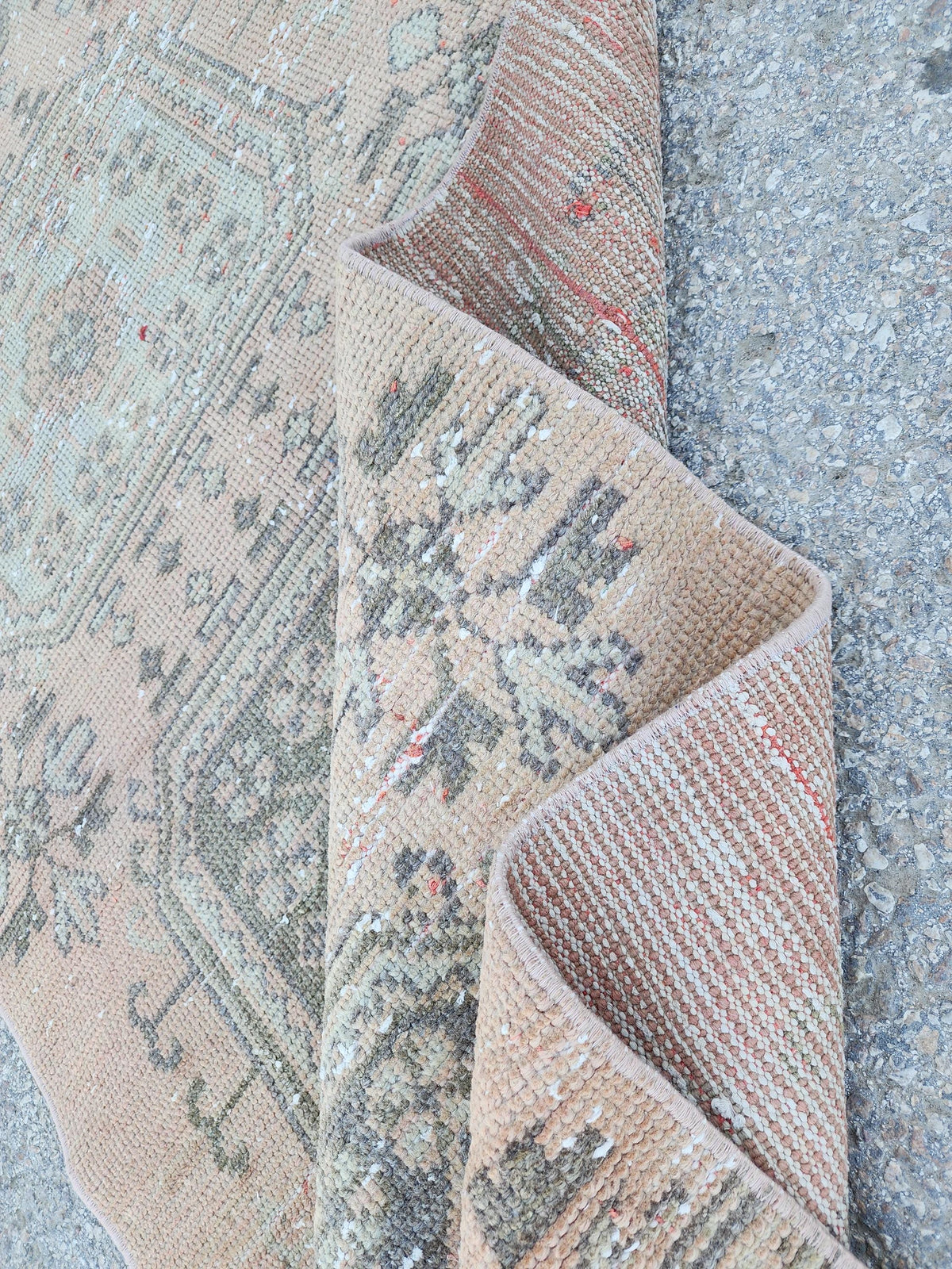 3x10 Turkish Runner Rug, Soft Red Geometric Design, Kitchen Boho Decor