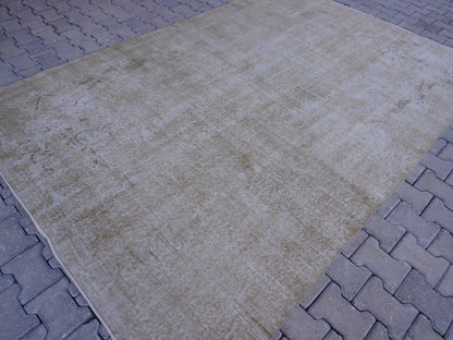 6x10 Neural Turkish Oushak Rug: Green Neutral Wool Bohemian Rug